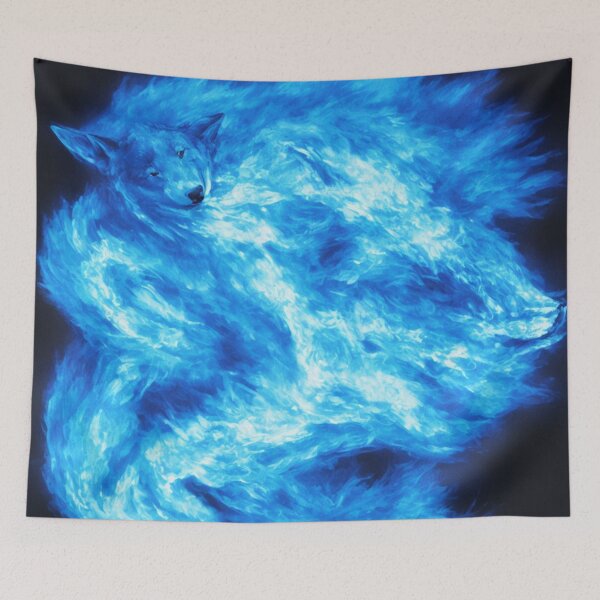 Item preview, Copy of Blue Wolves with Blue Flame Bodies Digital Art designed and sold by DesignerKin.