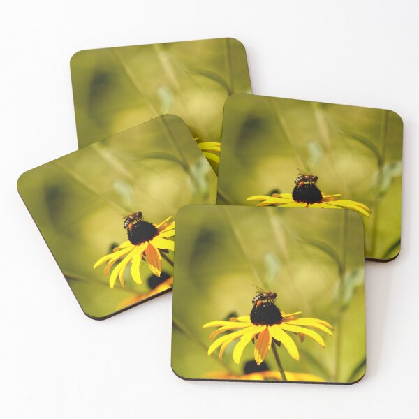 Item preview, Honey bee pollinating a yellow daisy flower designed and sold by Michaelerch.