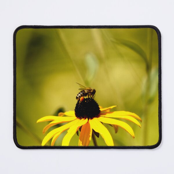 Item preview, Honey bee pollinating a yellow daisy flower designed and sold by Michaelerch.