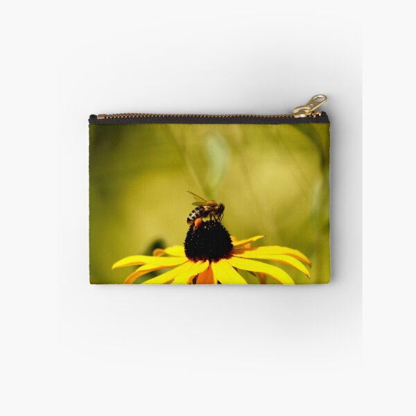 Item preview, Honey bee pollinating a yellow daisy flower designed and sold by Michaelerch.
