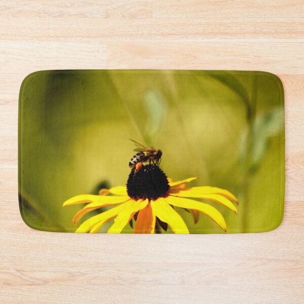 Item preview, Honey bee pollinating a yellow daisy flower designed and sold by Michaelerch.