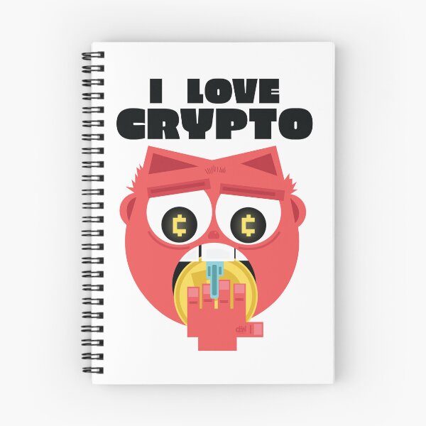 Item preview, I Love Crypto Devilish Emoji Face Eating Cryptocurrency Coin Funny Animated Design designed and sold by doseofwin.