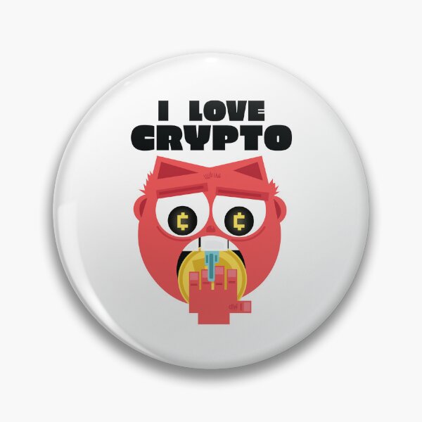 Item preview, I Love Crypto Devilish Emoji Face Eating Cryptocurrency Coin Funny Animated Design designed and sold by doseofwin.