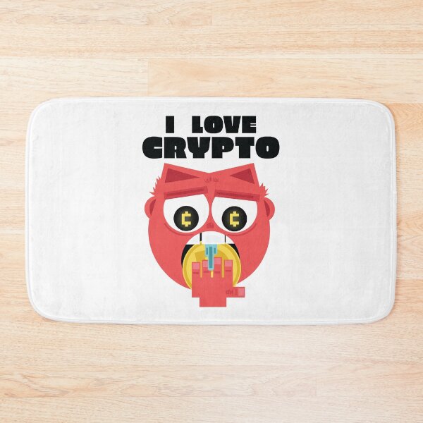Item preview, I Love Crypto Devilish Emoji Face Eating Cryptocurrency Coin Funny Animated Design designed and sold by doseofwin.