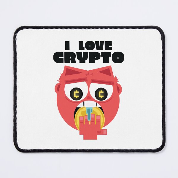 Item preview, I Love Crypto Devilish Emoji Face Eating Cryptocurrency Coin Funny Animated Design designed and sold by doseofwin.