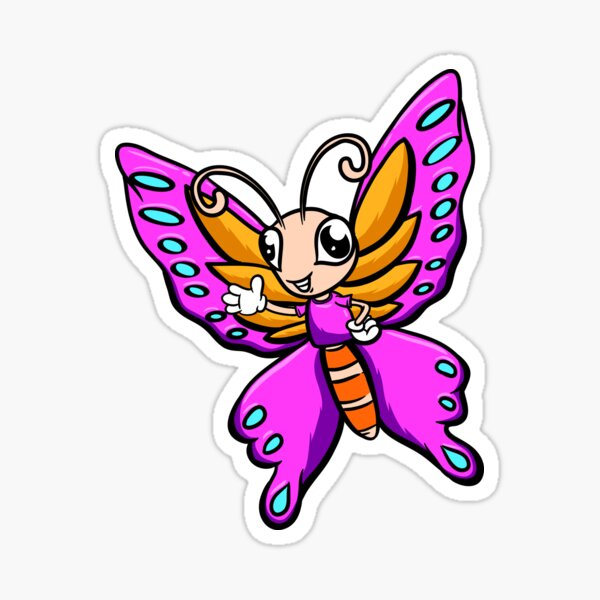 Cute Anthropomorphic Human-like Cartoon Character Butterfly in Clothes Cute Anthropomorphic Human-like Cartoon Character Butterfly in Clothes