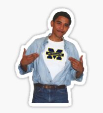 Obama wearing Michigan shirt Sticker