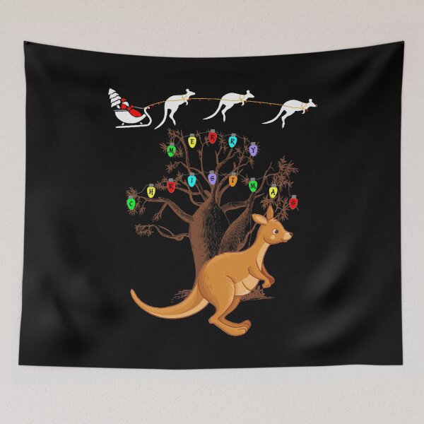 Item preview, Cute Joey Kangaroo And Australian Boab Tree With Christmas Lights Spelling Merry Christmas  designed and sold by Oaks Creations.