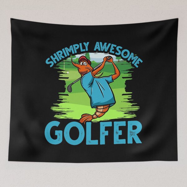 Item preview, Funny Shrimp/Prawn Pun Golfer. Shrimply Awesome Golfer designed and sold by Gold Wings Tees.