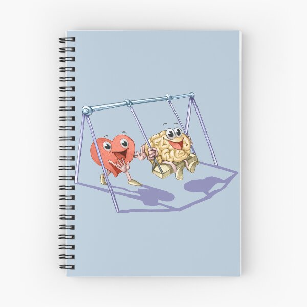 Item preview, heart pushes on swing the brain allegory of collaboration between intelligence and feelings and brain humorous conceptual illustration	 designed and sold by nuvolanevicata.