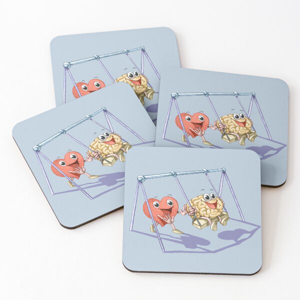 Item preview, heart pushes on swing the brain allegory of collaboration between intelligence and feelings and brain humorous conceptual illustration	 designed and sold by nuvolanevicata.
