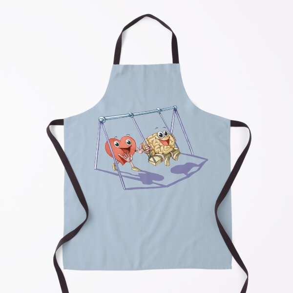 Item preview, heart pushes on swing the brain allegory of collaboration between intelligence and feelings and brain humorous conceptual illustration	 designed and sold by nuvolanevicata.
