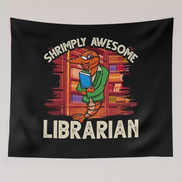 Item preview, Funny Shrimp/Prawn Pun. Shrimply Awesome librarian designed and sold by Gold Wings Tees.