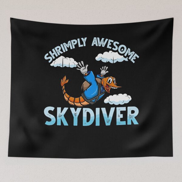 Item preview, Funny Shrimp/Prawn Pun for Skydiver. Shrimply Awesome Skydiver designed and sold by Gold Wings Tees.