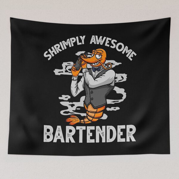 Item preview, Funny Shrimp/Prawn Pun. Shrimply Awesome Bartender designed and sold by Gold Wings Tees.