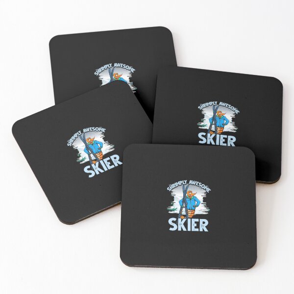 Item preview, Funny Shrimp/Prawn Pun Skier. Shrimply Awesome Skier designed and sold by Gold Wings Tees.