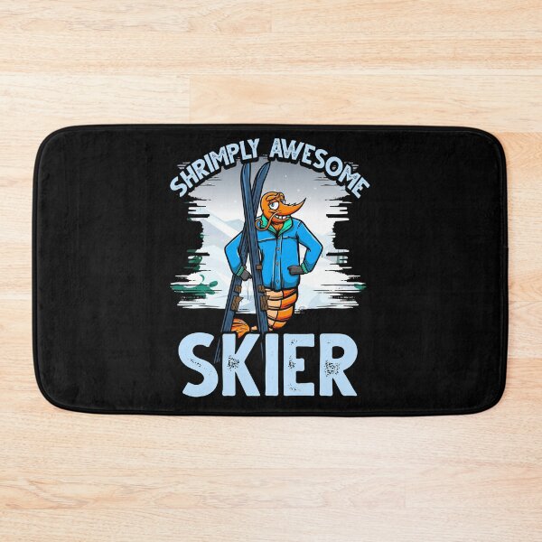 Item preview, Funny Shrimp/Prawn Pun Skier. Shrimply Awesome Skier designed and sold by Gold Wings Tees.