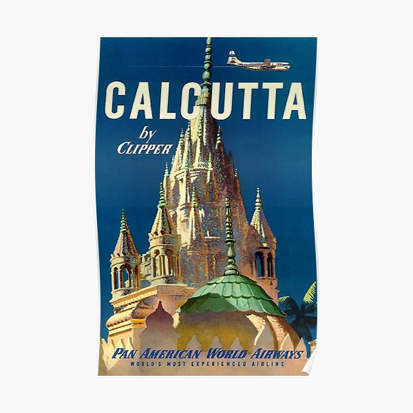 India & Pakistan by Clipper Airline Vintage Travel Art Advertisement Poster 