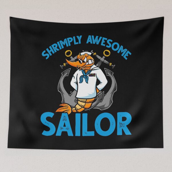 Item preview, Funny Shrimp/Prawn Pun. Shrimply Awesome Sailor designed and sold by Gold Wings Tees.
