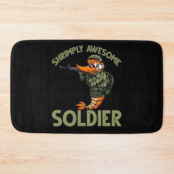 Item preview, Funny Shrimp/Prawn Pun. Shrimply Awesome Soldier designed and sold by Gold Wings Tees.