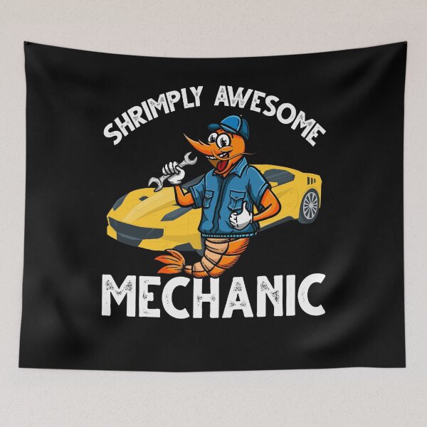 Item preview, Funny Shrimp/Prawn Pun for an Auto. Shrimply Awesome Mechanic designed and sold by Gold Wings Tees.
