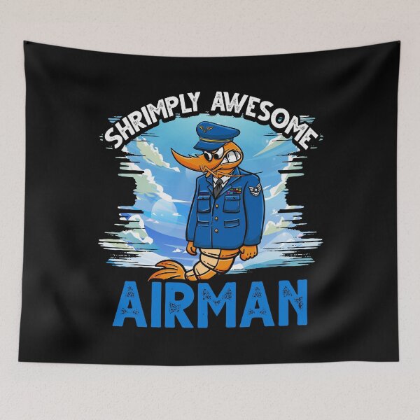 Item preview, Funny Shrimp/Prawn Pun. Shrimply Awesome Airman. designed and sold by Gold Wings Tees.