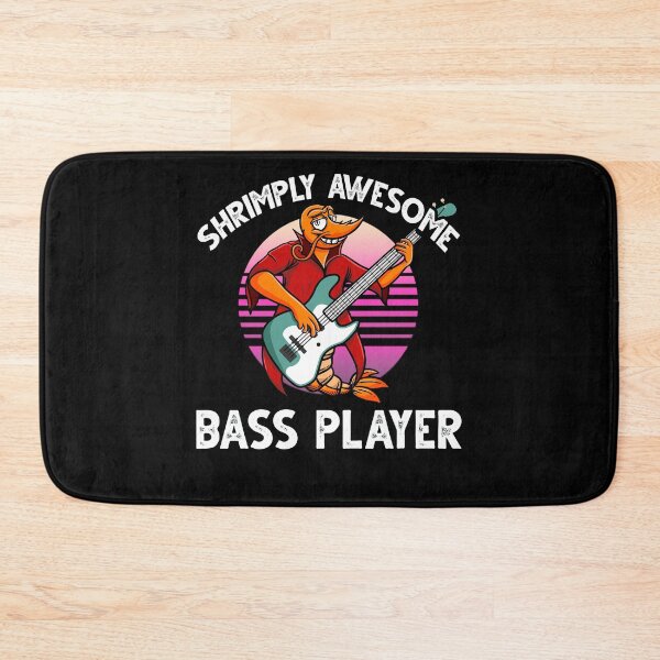 Item preview, Funny Shrimp/Prawn Pun. Shrimply Awesome Bass Player designed and sold by Gold Wings Tees.