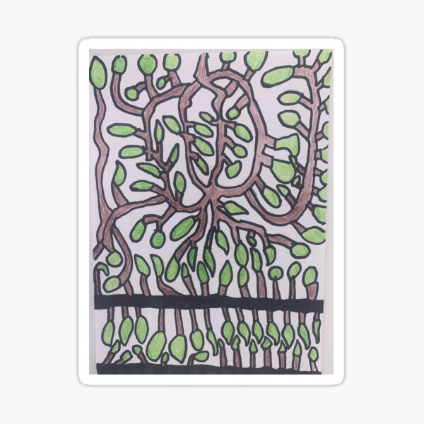 Spring Leaves on Twisted Branches Sticker