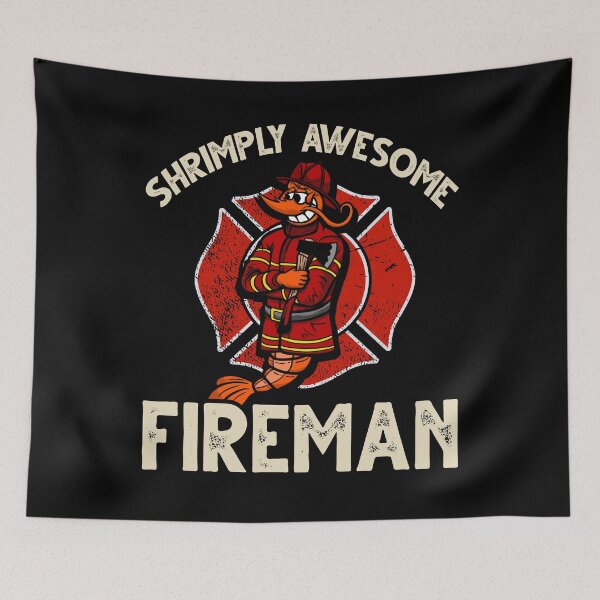 Item preview, Funny Shrimp/Prawn Pun. Shrimply Awesome Fireman designed and sold by Gold Wings Tees.