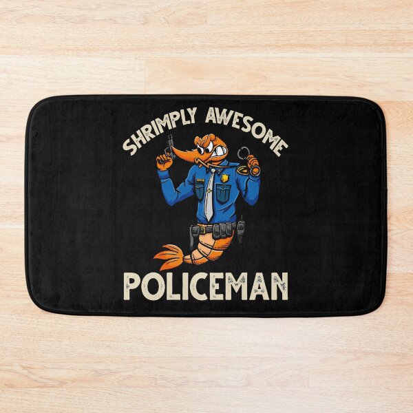 Item preview, Funny Shrimp/Prawn Pun. Shrimply Awesome Policeman designed and sold by Gold Wings Tees.