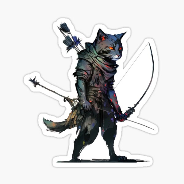 Meet Ranger Cat!  – Dungeons and Dragons Style Merchandise (No Background) Sticker