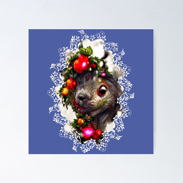 Item preview, Squirrel Face Mistletoe Decorative  designed and sold by zheworkstudio.