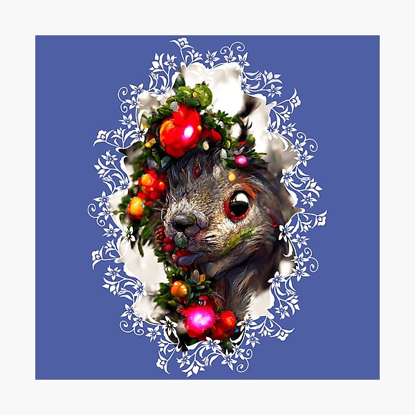 Item preview, Squirrel Face Mistletoe Decorative  designed and sold by zheworkstudio.