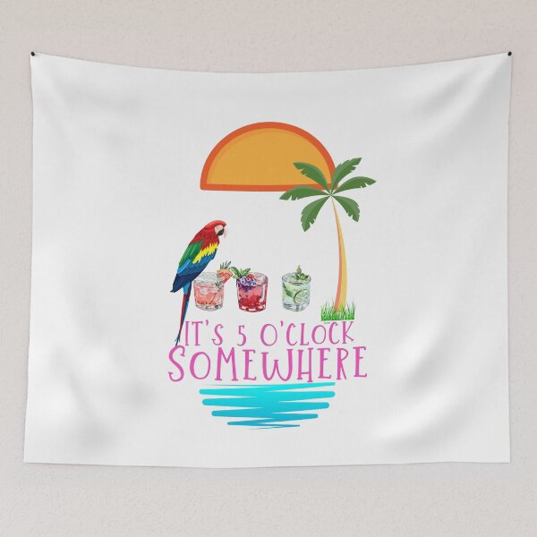 Item preview, It's 5 O'clock Somewhere Parrot cocktail Lover Hello Summer designed and sold by Bobbenni.