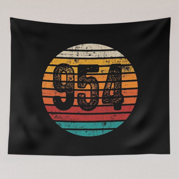 Item preview, Distressed Vintage Sunset 954 Area Code designed and sold by Gold Wings Tees.