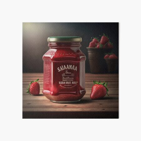 strawberry homemade jam jar illustration Art Board Print