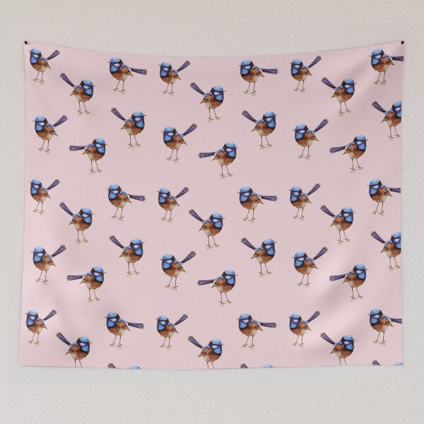 Item preview, Blue Wrens on Mulberry Rose designed and sold by ThistleandFox.