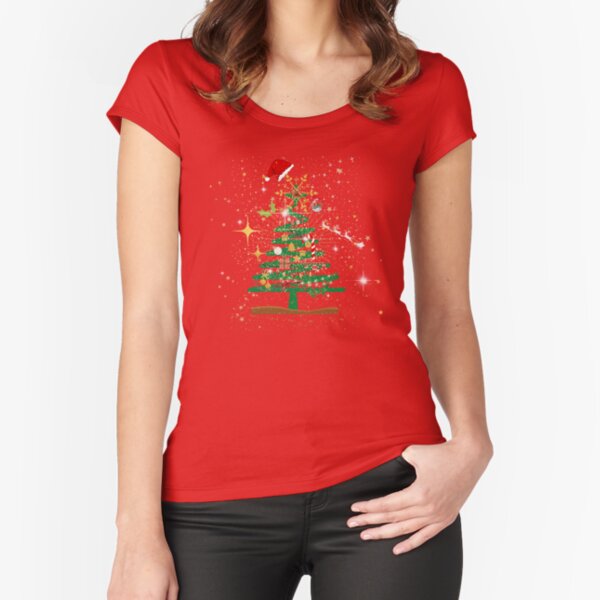 Christmas Tree Stars Fitted Scoop T-Shirt