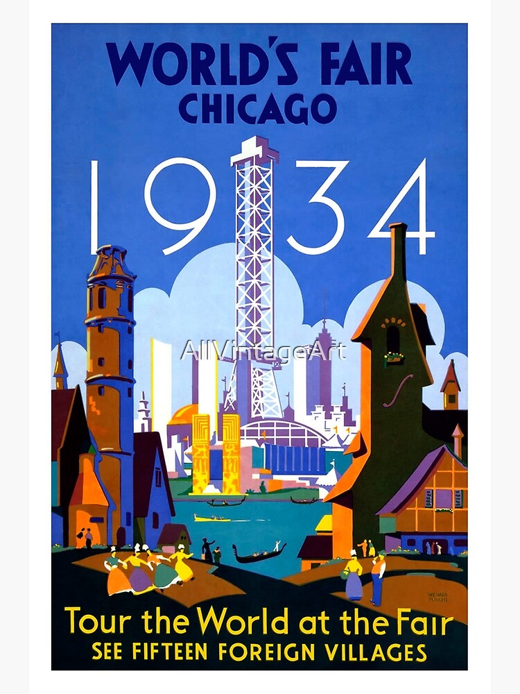 Vintage Chicago Travel Poster by AllVintageArt