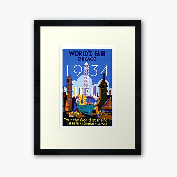 Vintage Chicago Travel Poster Framed Art Print