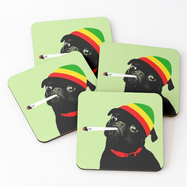 Item preview, Stoner Dog Rasta Pug Design in green - Pug Dog Pet Pop Art - Animal Pop Art, Bespoke Options designed and sold by StudioFlea.