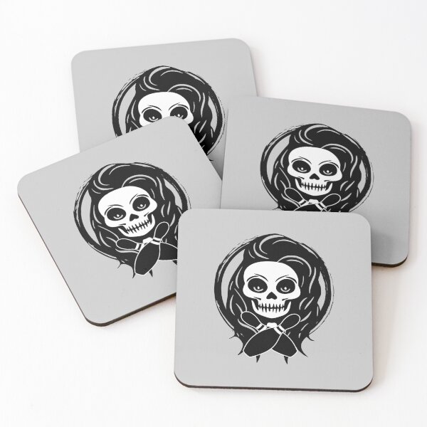 Item preview, Female Bowler Skull and Bowling Pins Black Logo designed and sold by Nuletto.