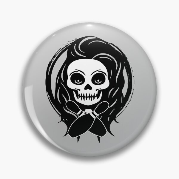 Item preview, Female Bowler Skull and Bowling Pins Black Logo designed and sold by Nuletto.