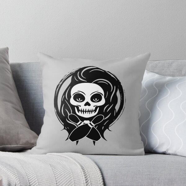 Item preview, Female Bowler Skull and Bowling Pins Black Logo designed and sold by Nuletto.