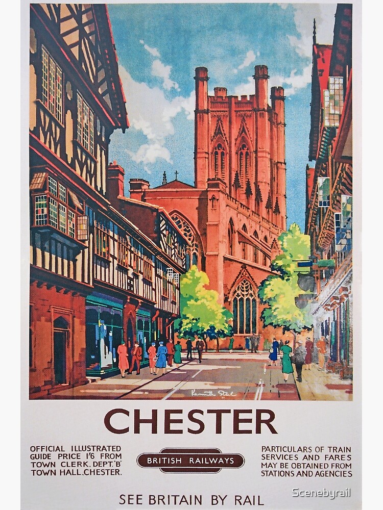 "Vintage Railway poster advertising Chester" Art Print for Sale by Scenebyrail Redbubble