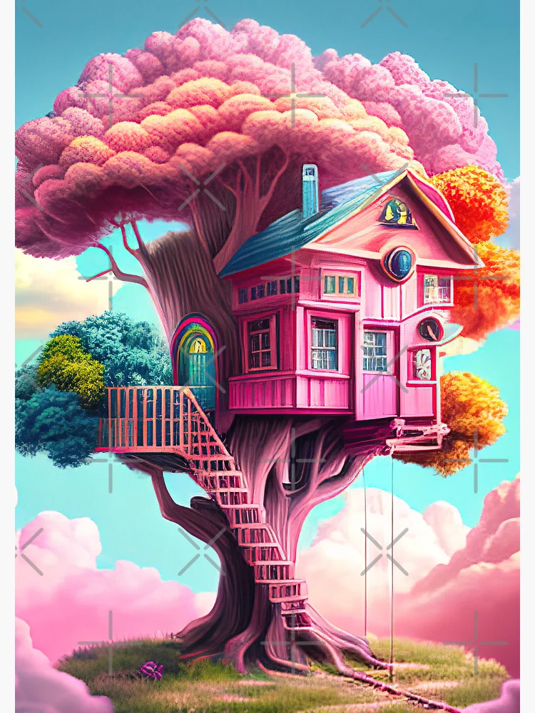 Pink fantasy treehouse in the clouds | Journal