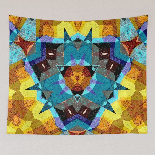 Item preview, POWERFUL LUMINOUS RADIAL COSMIC LABYRINTH PATCHWORK -  SPIRITUAL AWAKENING CUBIC GEOMETRIC ART PATTERN IN DEEP* designed and sold by Ralek.