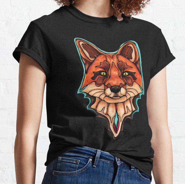 Graphic head fox animal totem, colorful kitsune Classic T-Shirt
