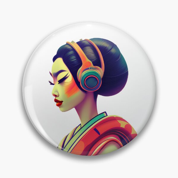 Item preview, Geisha Wearing Headphones designed and sold by PlanTheFun.