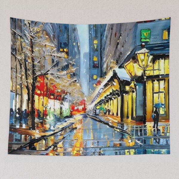 Item preview, New York city Christmas Decorations Impressionism Painting 2 designed and sold by worldtableau.